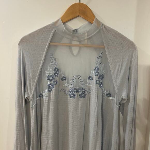 Free People Saheli Glacier Embroidered Floral Top Women’s Small Blue Pastel Boho - Picture 10 of 10